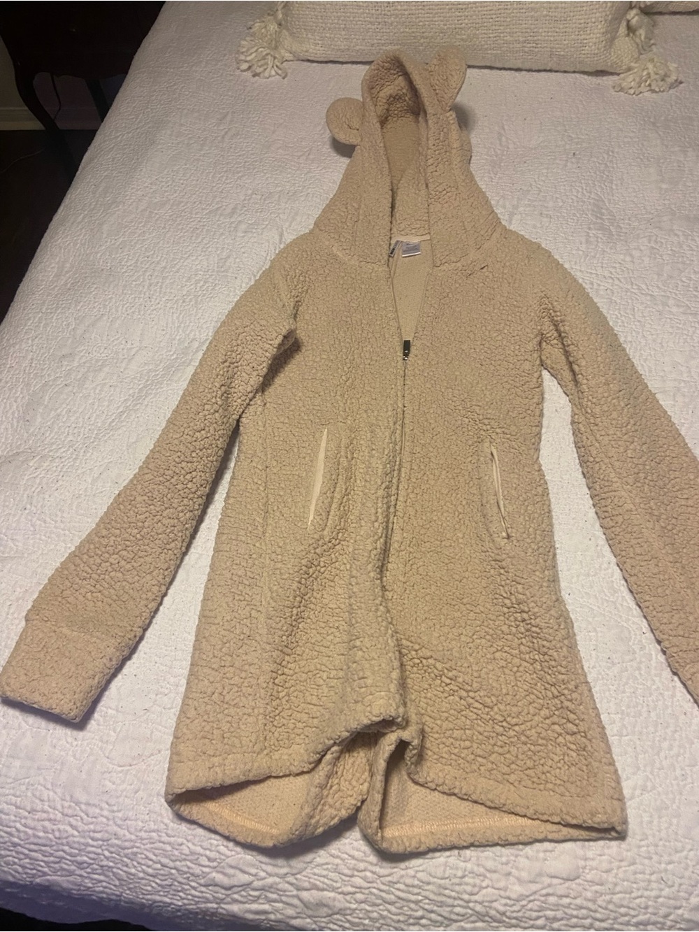 Fashion Nova Beige Teddy Sherpa Hooded Romper